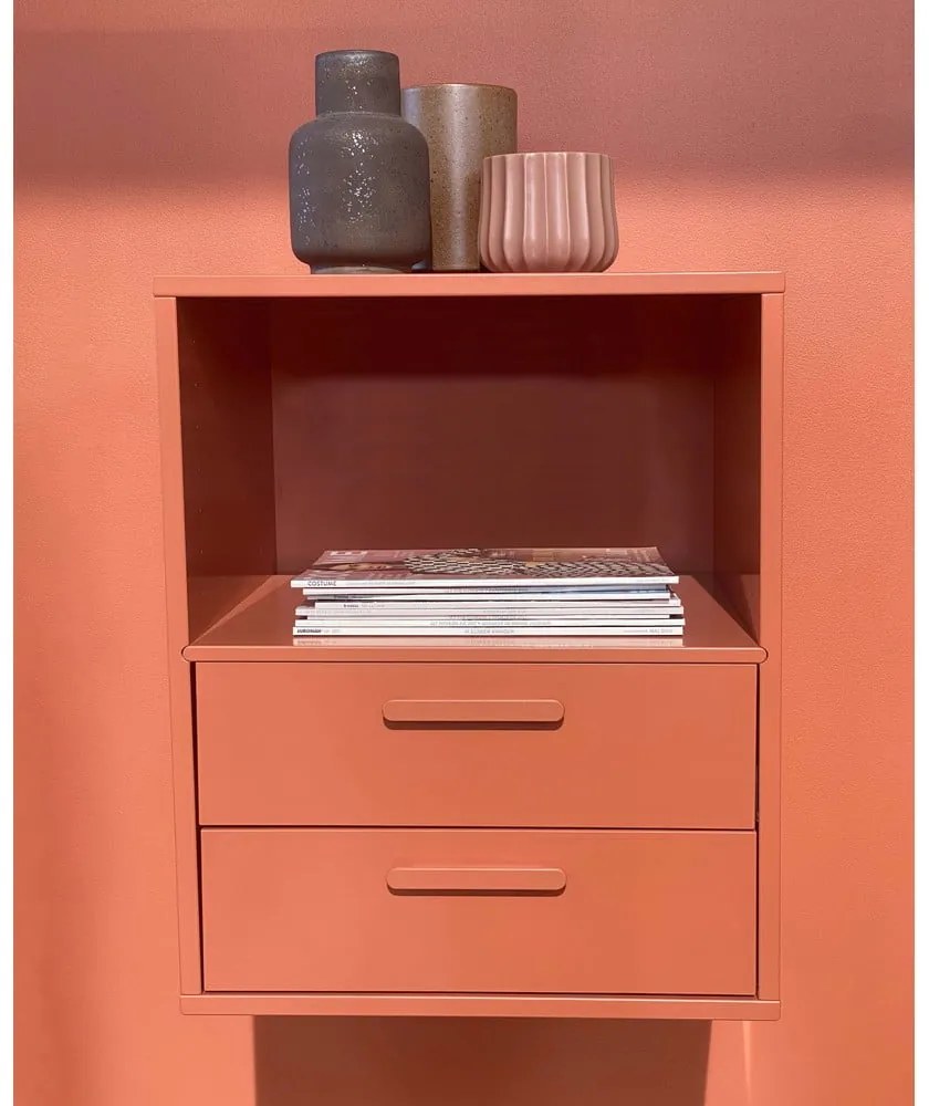 Noptieră de perete cu 2 sertare Keep by Hammel, roșu cărămiziu