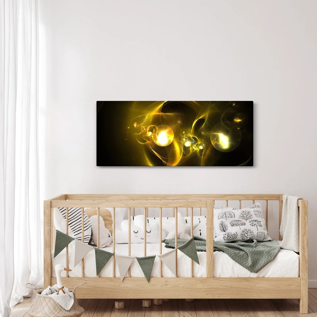 Tabloul abstract cu bile galbene (120x50 cm)
