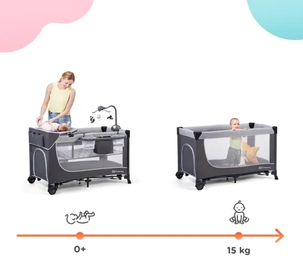 Pătuț portabil LEODY gri KINDERKRAFT