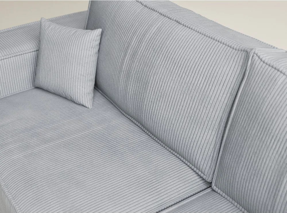 Colțar gri extensibil/cu spațiu de depozitare cu tapițerie din catifea reiată (cu colț pe partea dreaptă/în formă de ”L”) Tonga – Maison de Rêve