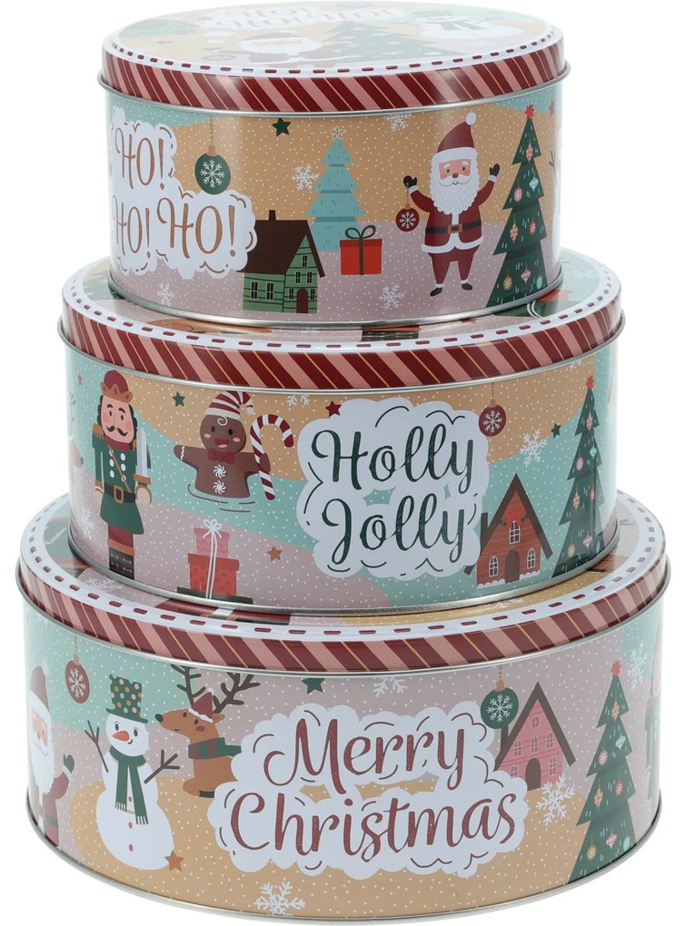 Cutii pentru prăjituri JOUJOU, 3 recipiente metalice de dimensiuni diferite