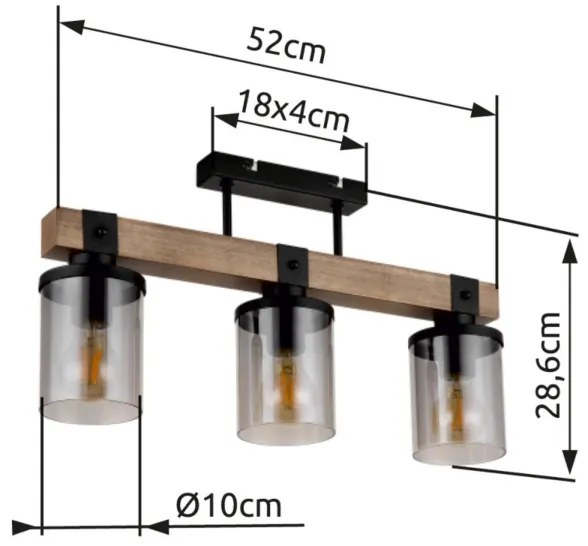Brilagi - Lustră aplicată VISTA, 3x E27/60W/230V, finisaj stejar