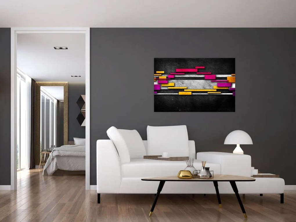 Tablou - Abstrac colorat, fundal negru (90x60 cm)