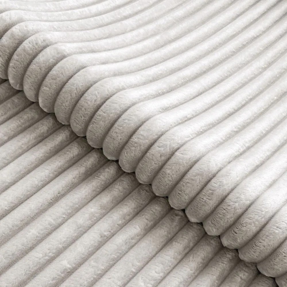 Colțar gri deschis cu tapițerie din catifea reiată (cu colț pe partea stângă/în formă de ”L”) Marbeya – Ropez