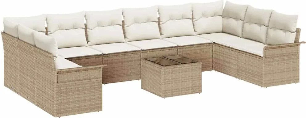 vidaXL Set de canapele pentru grădină cu pernă 11 pcs Maro Rattan poli