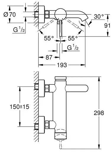 Baterie cada - dus Grohe Essence antracit periat Hard Graphite