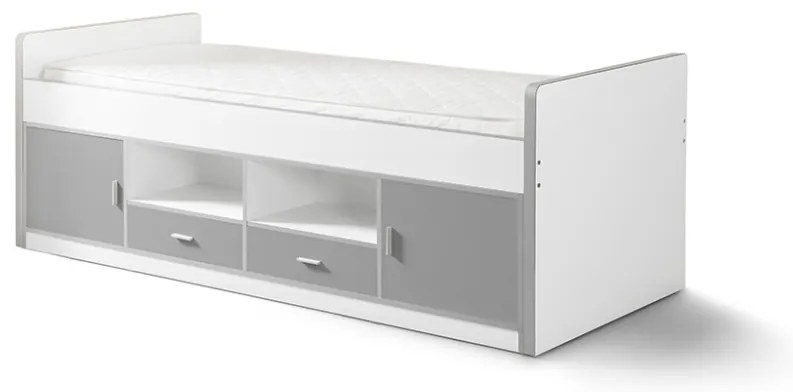 Pat cu Depozitare Integrată, Gri și Alb (PAL și MDF) Bonny – Vipack