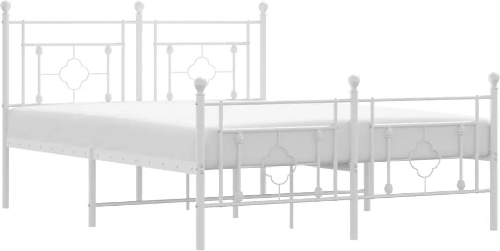 vidaXL Cadru de pat metalic cu tăblie, alb, 140x200 cm