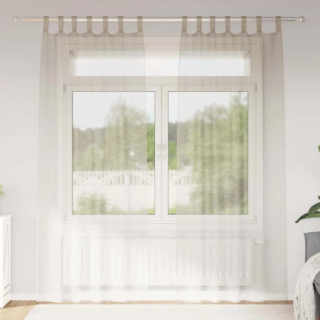 vidaXL Perdele cu perdele 2 pcs Nisip Poliester