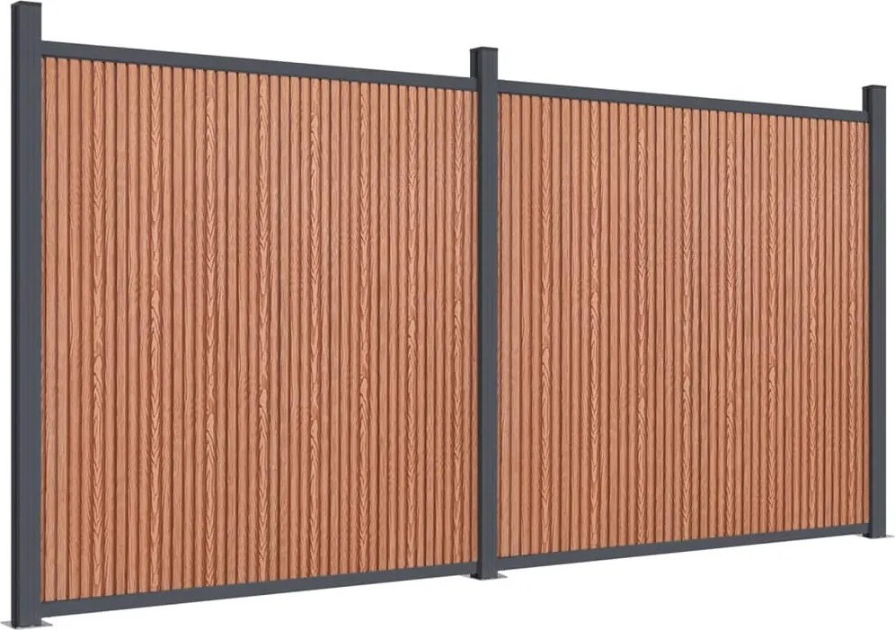 vidaXL Panouri pentru gard, maro, 353x186 cm, WPC