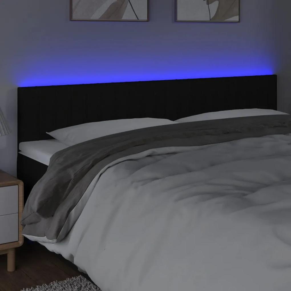 Tablie de pat cu LED, negru, 160x5x78 88 cm, textil 1, Negru, 160 x 5 x 78 88 cm