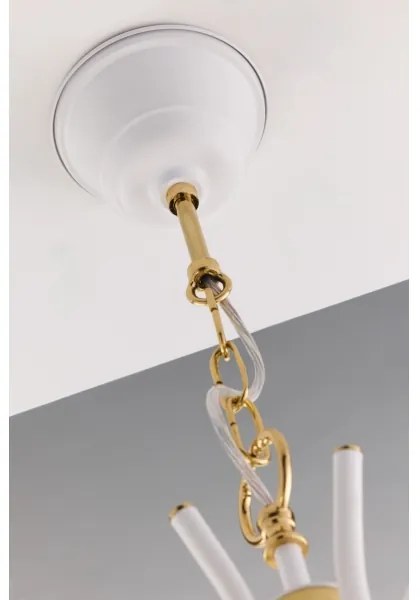 Jupiter 2084 - Candelabru pe lanț SAMBA, 5xE27/15W/230V, alb/auriu