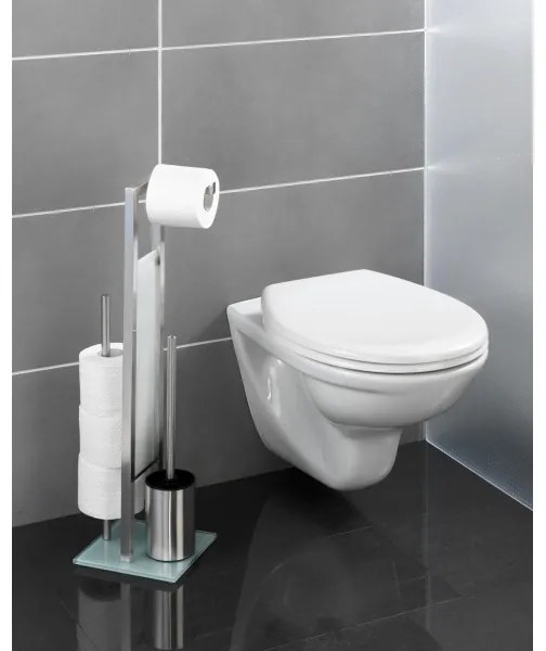 WENKO 21564100 - Perie WC RIVALTA 18x70 cm inox/argintiu/alb/negru
