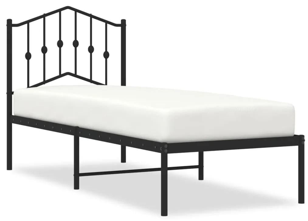 373779 vidaXL Cadru de pat metalic cu tăblie, negru, 75x190 cm