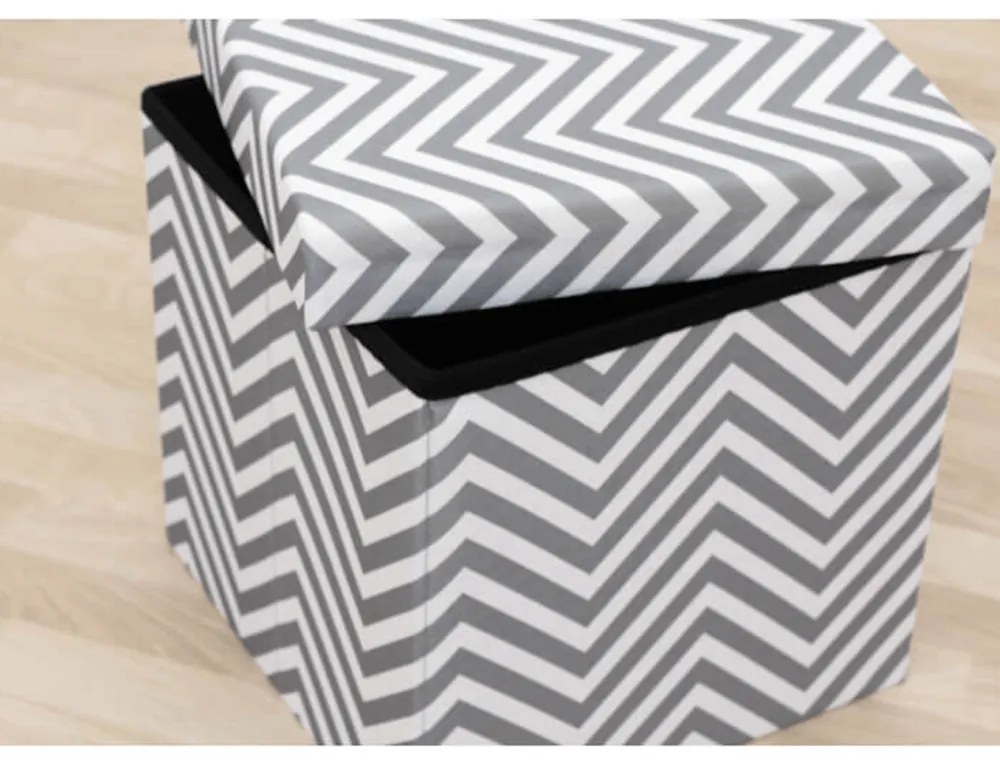 Taburet, material textil gri/alb, GAZMEND