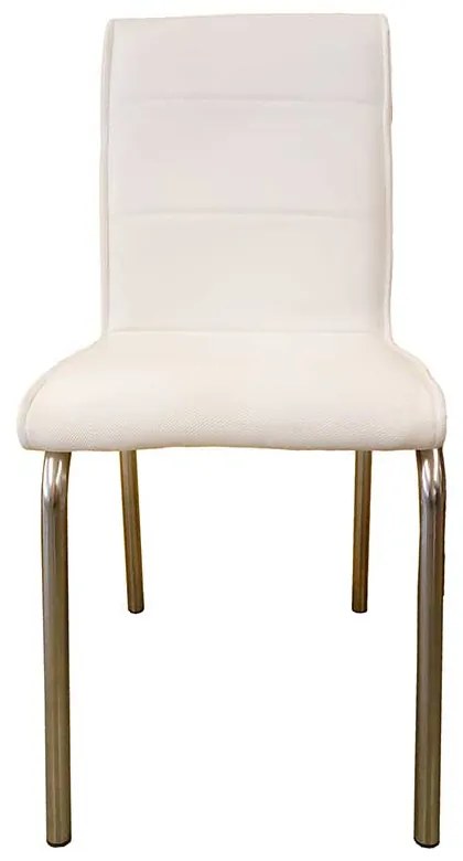 SCAUN ALB, SEZUT TAPITAT PIELE ECOLOGICA, CADRU METALIC