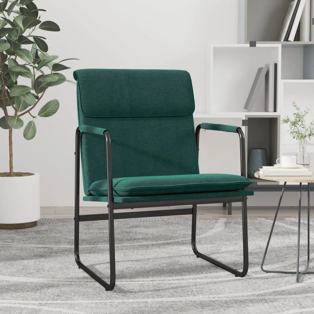 351346 vidaXL Scaun de relaxare, verde închis, 55x64x80 cm, material textil