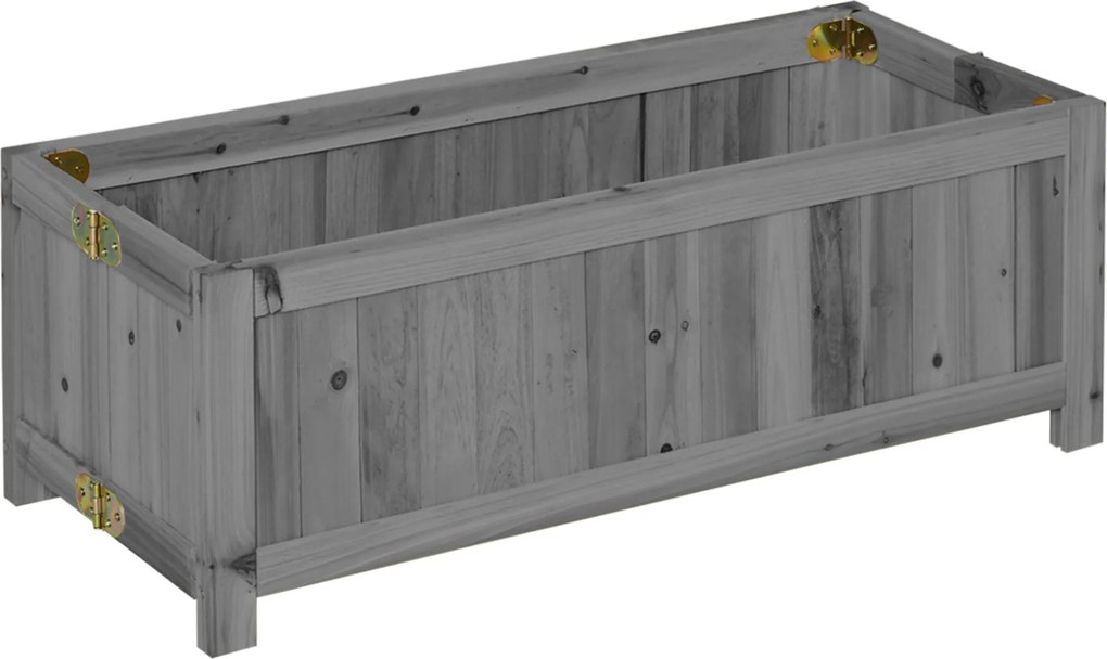 Outsunny Jardinieră din Lemn Pliabilă Jardinieră Ridicată pentru Culturi Legume Flori în Curte Balcon Terasă 70x30x25 cm Gri | Aosom Romania