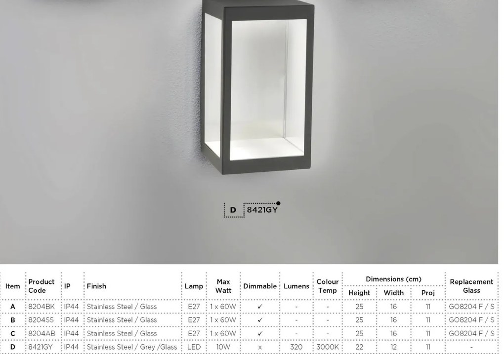 Aplica de perete exterior stil clasic IP44 Box 8204AB SRT