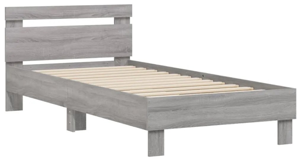 838573 vidaXL Cadru de pat cu tăblie gri sonoma 75x190 cm lemn prelucrat