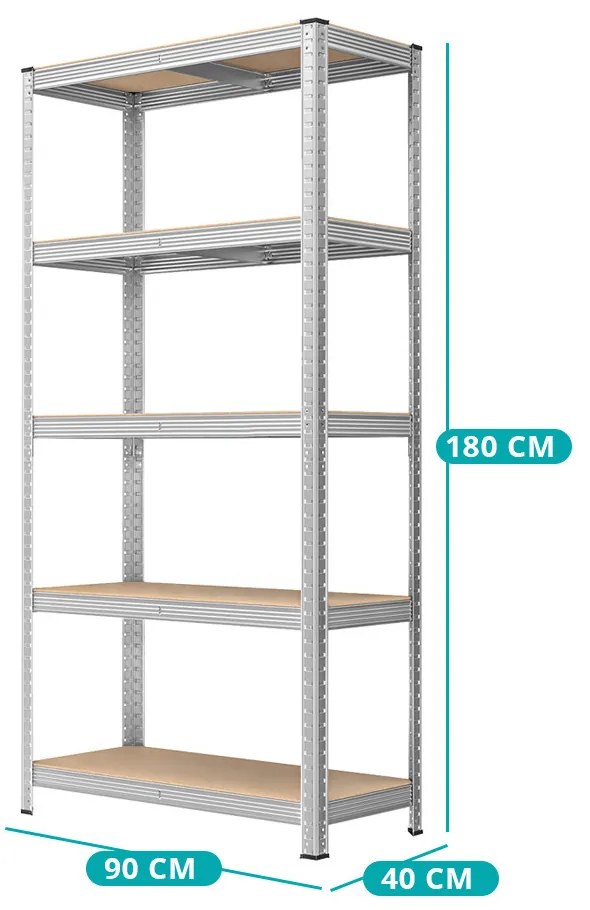 Raft metalic, argintiu, set 2, bucăți