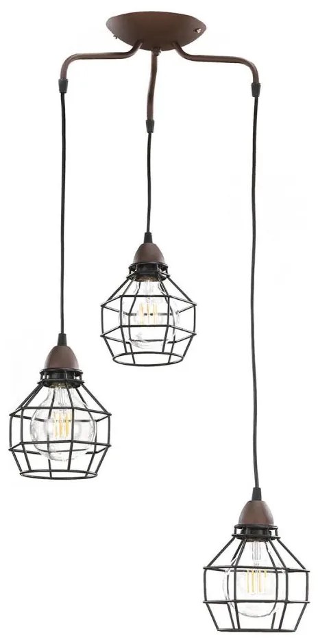 Lustră pe cablu ONLI SPIDER 3xE27/15W/230V negru/maro