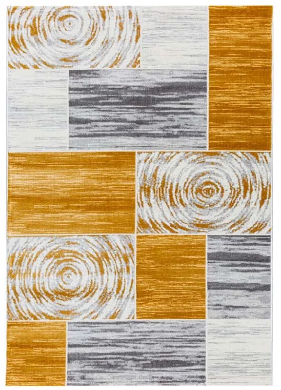 60x100 cm Covor Modern, 70% Polipropilenă și 30% Polyester, Gri/Galben Mustar, Densitate 2500 gr/m2