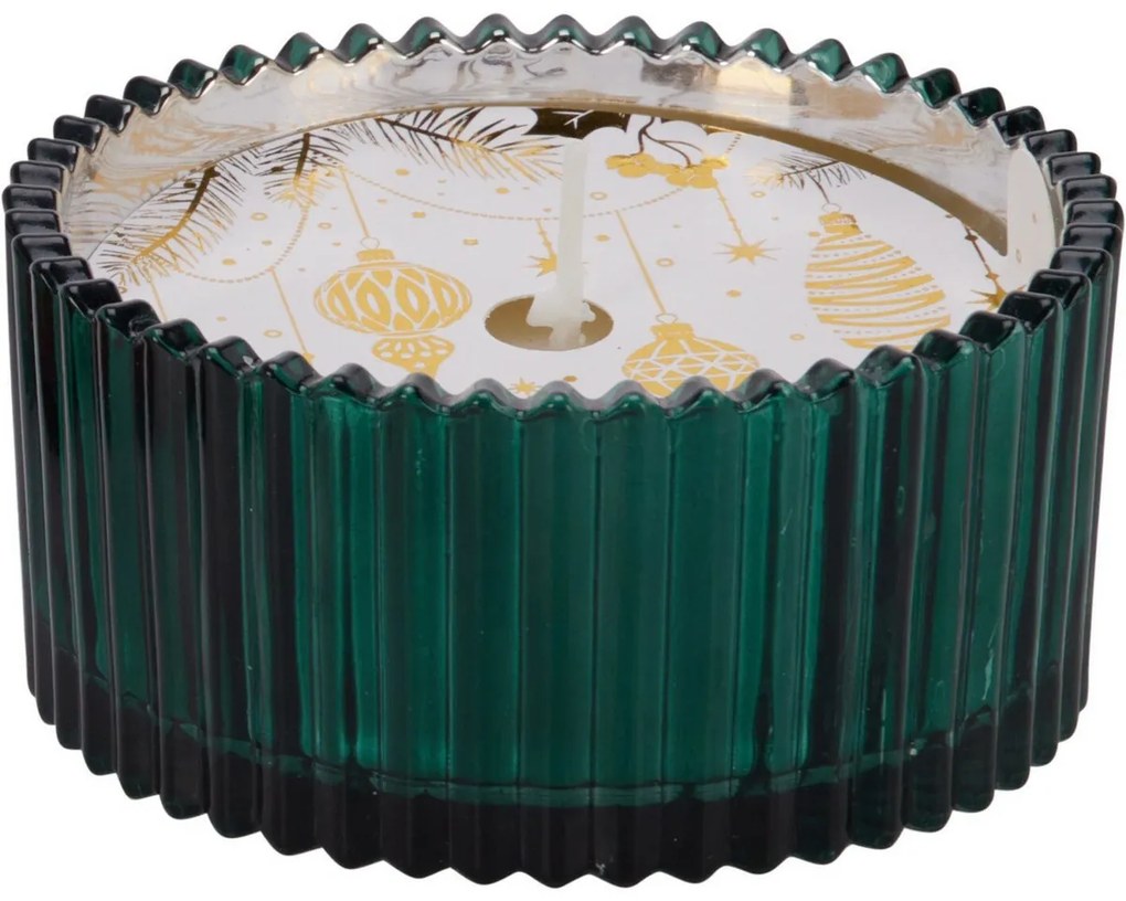 Lumânare de Crăciun în pahar verde, 150 g, 10 x 5cm