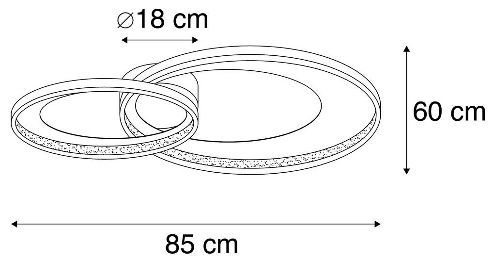 Plafoniera neagră 85 cm cu LED inclus, cu dimmer 3 trepte - Anita