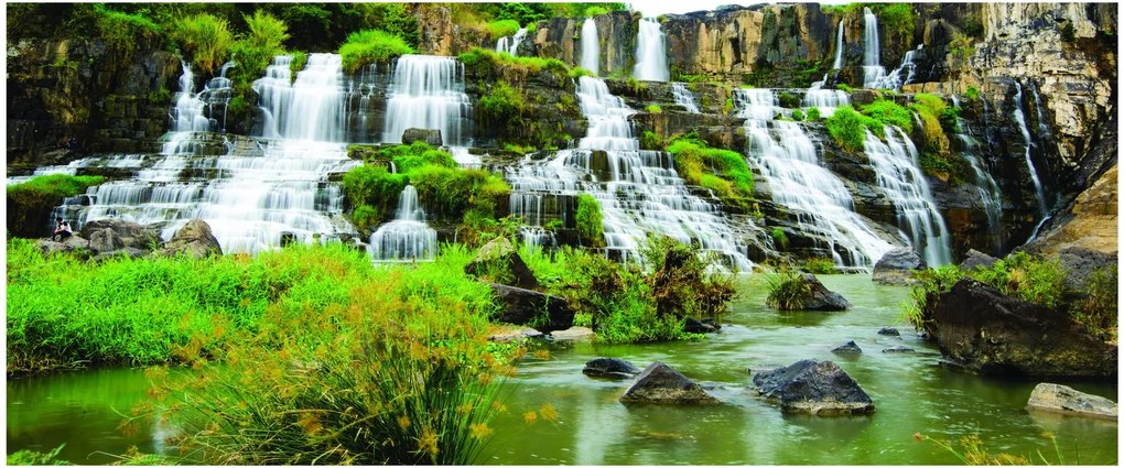 Tablou - cascade cu plante (120x50 cm)