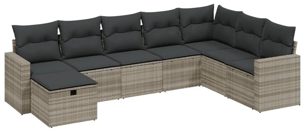 3263588 vidaXL Set mobilier de grădină cu perne, 8 piese gri deschis poliratan