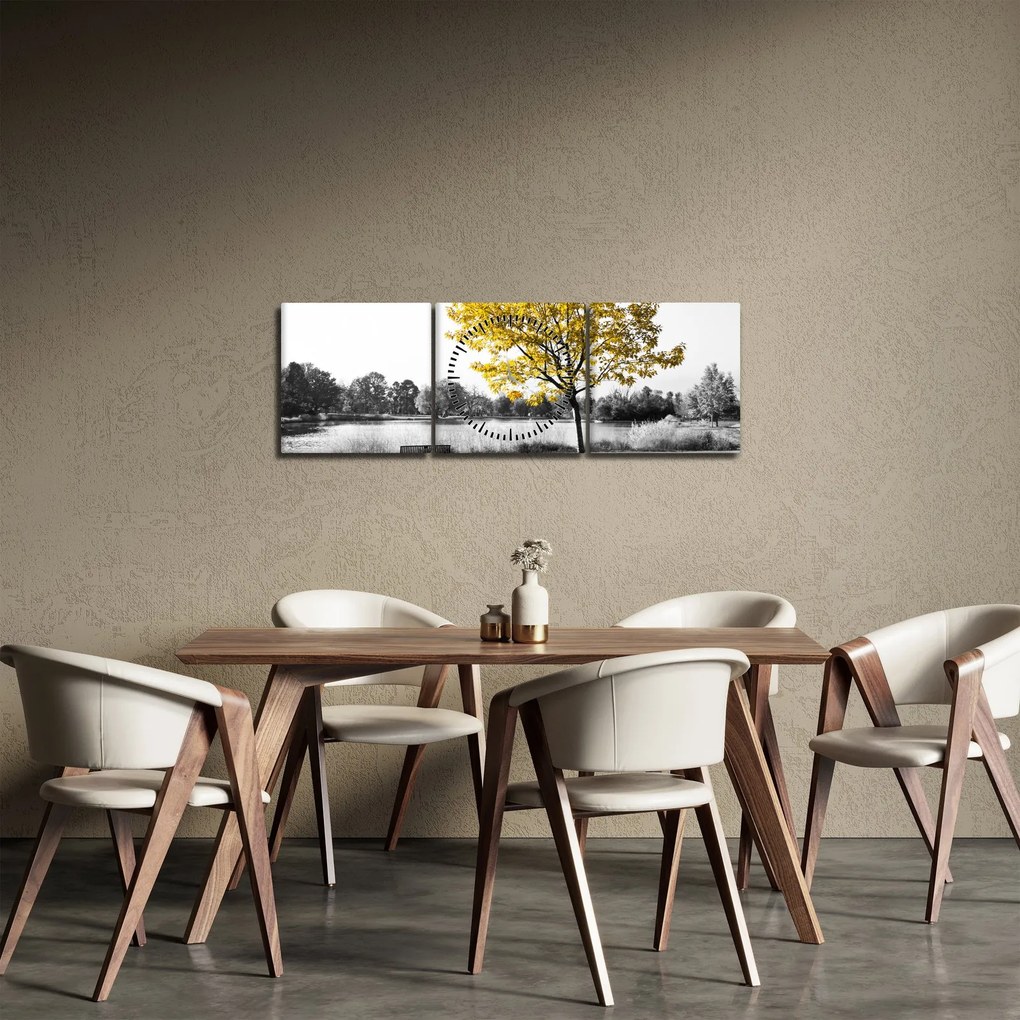 Tablou - relaxare în parc (cu ceas) (90x30 cm)