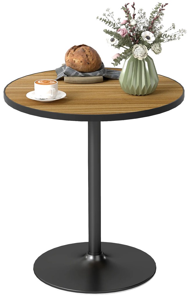 HOMCOM Masa de dining rotundă, Imitație de stejar, design compact, pentru 2-4 persoane, Stejar | Aosom Romania