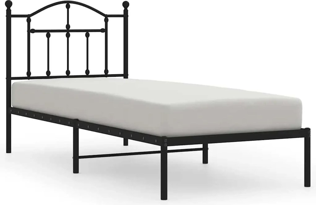 vidaXL Cadru de pat metalic cu tăblie, negru, 90x190 cm