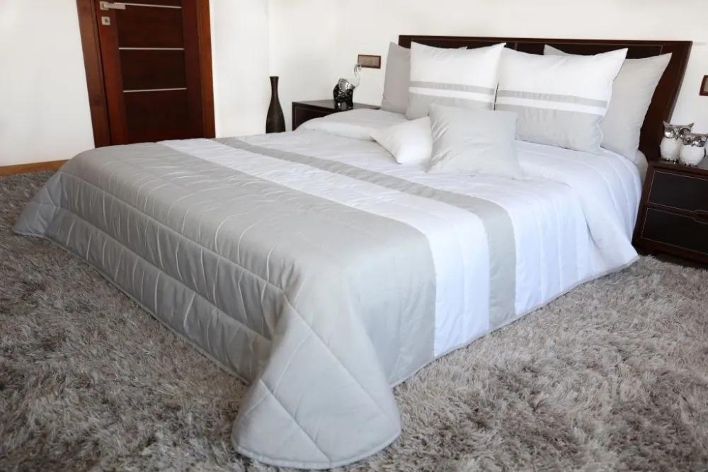 Cuvertură pentru pat dublu culoarea alb-gri Lăţime: 170 cm | Lungime: 210 cm