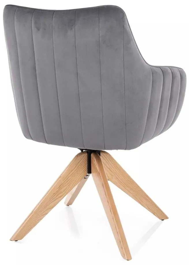 Scaun de bucătărie Azalia D Velvet, gri / stejar