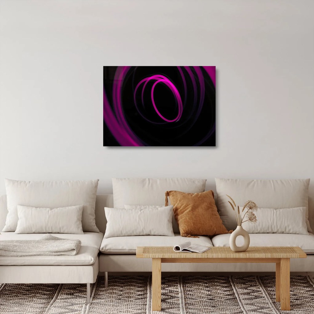 Tablou pe sticlă - linii violete (70x50 cm)