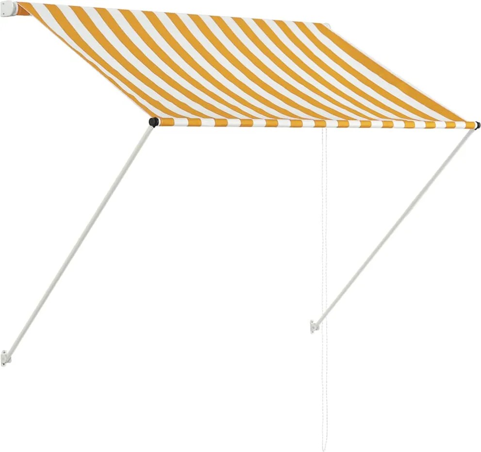vidaXL Copertină retractabilă, galben și alb, 150 x 150 cm