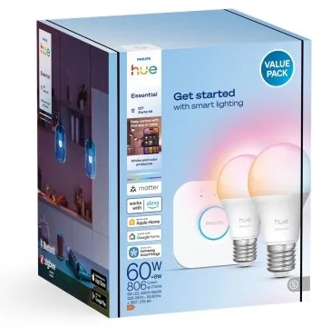 Pachet de bază Philips Hue WACA 2xE27/8W/230V 2200-6500K + Hue Bridge