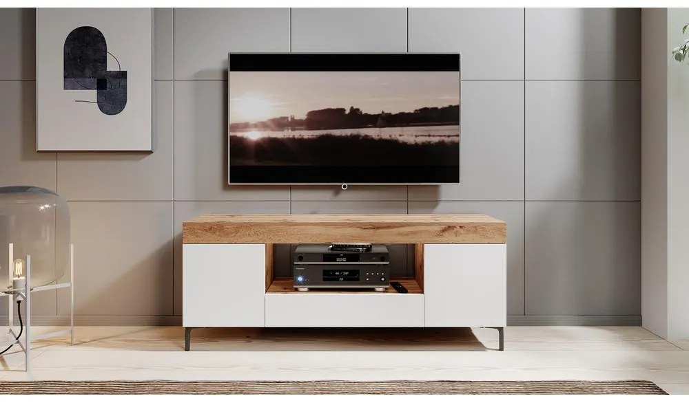 Dulap TV Giuseppo (stejar lancaster + alb). 1098643