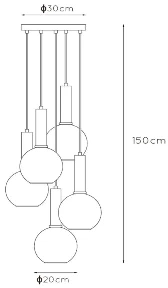 Lustră pe cablu Lucide 45402/15/30 MARIUS 5xE27/40W/230V negru