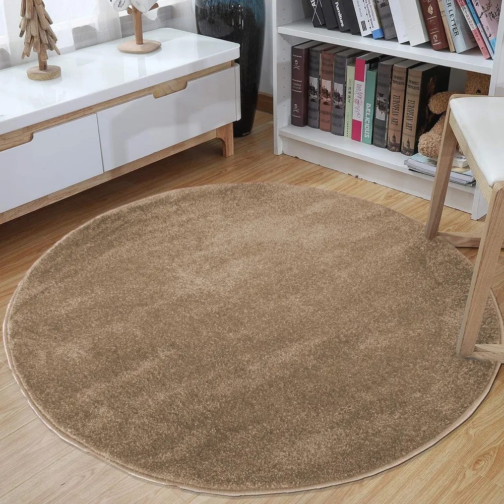 Covor rotund de culoare bej Lăţime: 120 cm | Lungime: 120 cm