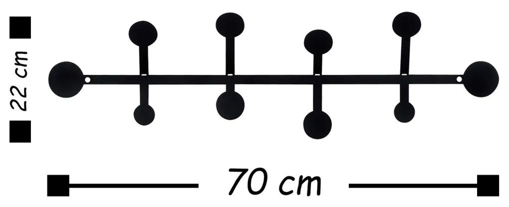 Cuier metalic Rod Negru 70x22 cm