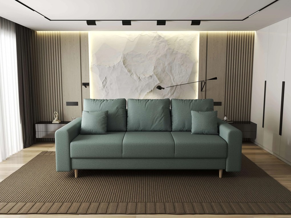 Canapea extensibilă dumonde cu ladă de depozitare si sezut confortabil din spuma high-density, Kronos Enjoy Mint 210x100 cm