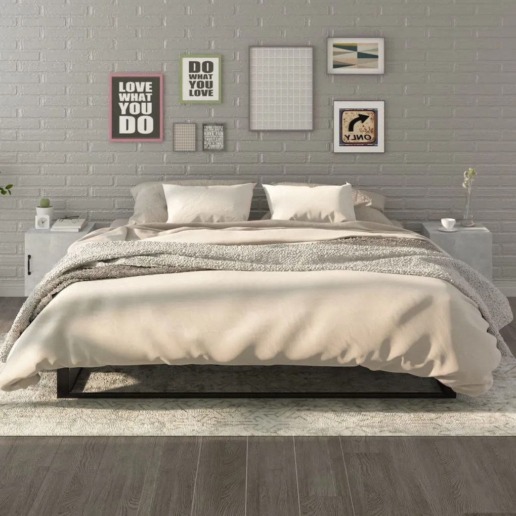 vidaXL Noptiere, 2 buc., gri beton, lemn prelucrat