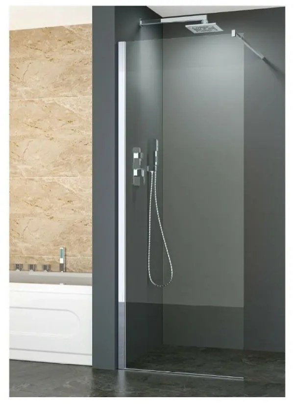 Paravan de dus tip Walk-In Inter Ceramic crom 80x200 cm sticla transparenta