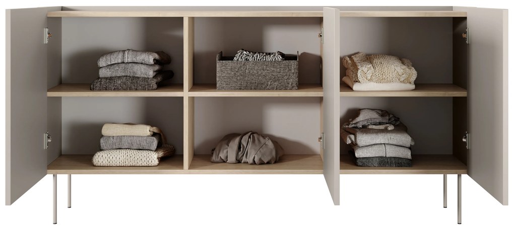 Comodă cu picioare metalice Desin 170 cm - cashmir / stejar nagano