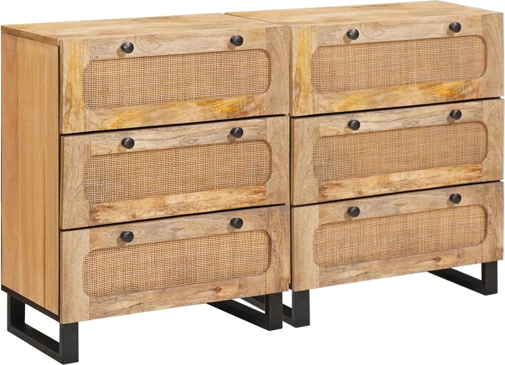 vidaXL Bufet 2 pcs Maro 60 x 33 x 75 cm Lemn de mango solid