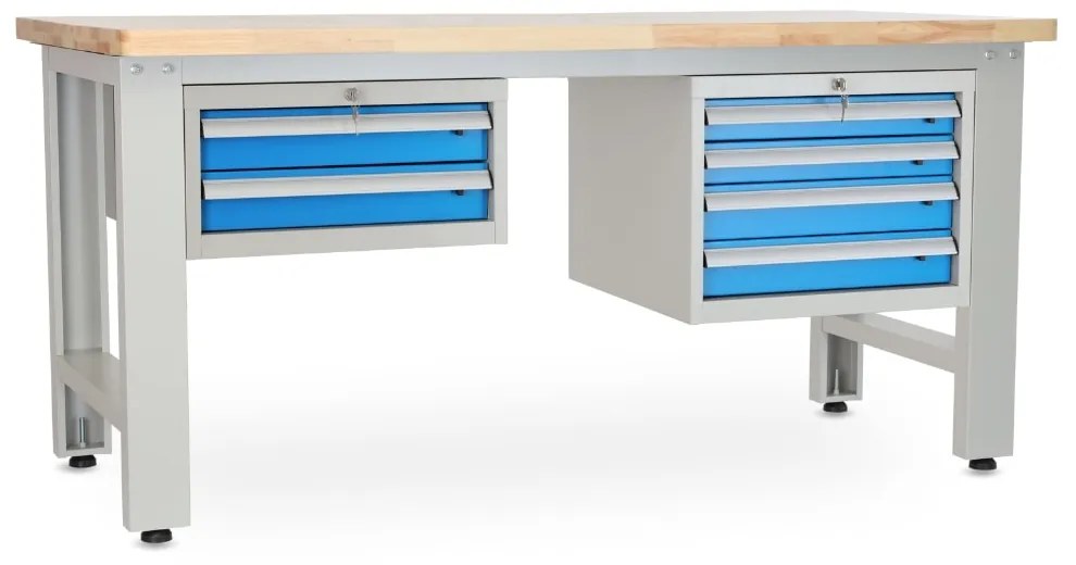 Masa atelier Stejar masiv-24, 180 cm, 2 cutii suspendate, stejar