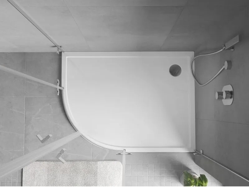 Mexen Flow cabină de duș semirotundă asimetrică slim dreapta 90 x 80 cm, alb lucios - 46Q108090R